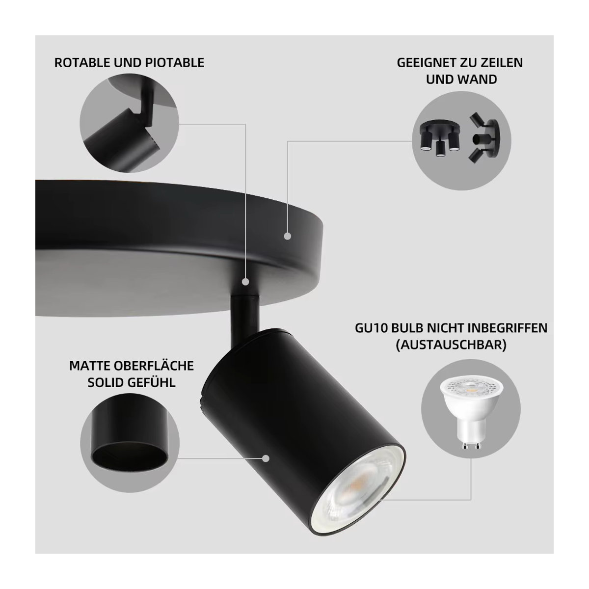 CHENBEN Modern LED Spot Lampe Kronleuchter für Schlafzimmer und Flur mit GU10 Fassung - Bild 6