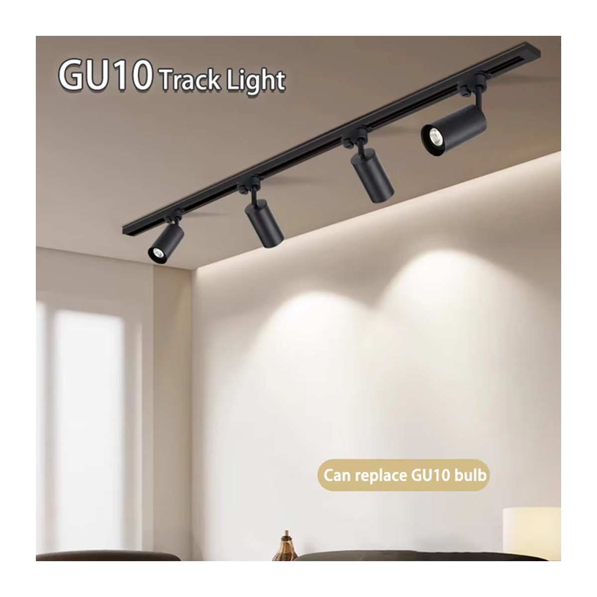 CHENBEN Schienensystem LED-Deckenschienenleuchten Set in Schwarz aus Aluminium mit austauschbaren GU10-Spots für modernes Wohnambiente - Bild 1