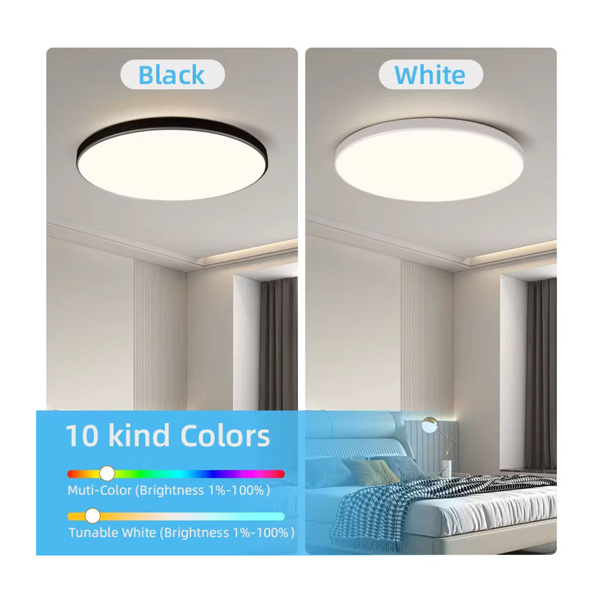 CHENBEN Smart LED Deckenleuchte mit Fernbedienung und RGB Funktionen, 40W Moderner Kronleuchter für Wohnzimmer und Schlafzimmer, Durchmesser: 38 cm, Bunt - Bild 5