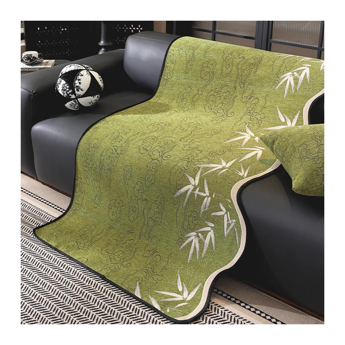 Chengjiu Antikes Bambusblatt-Sofa-Kissen Rutschfest für alle Jahreszeiten, B/B: 70 x 70 cm - Bild 1