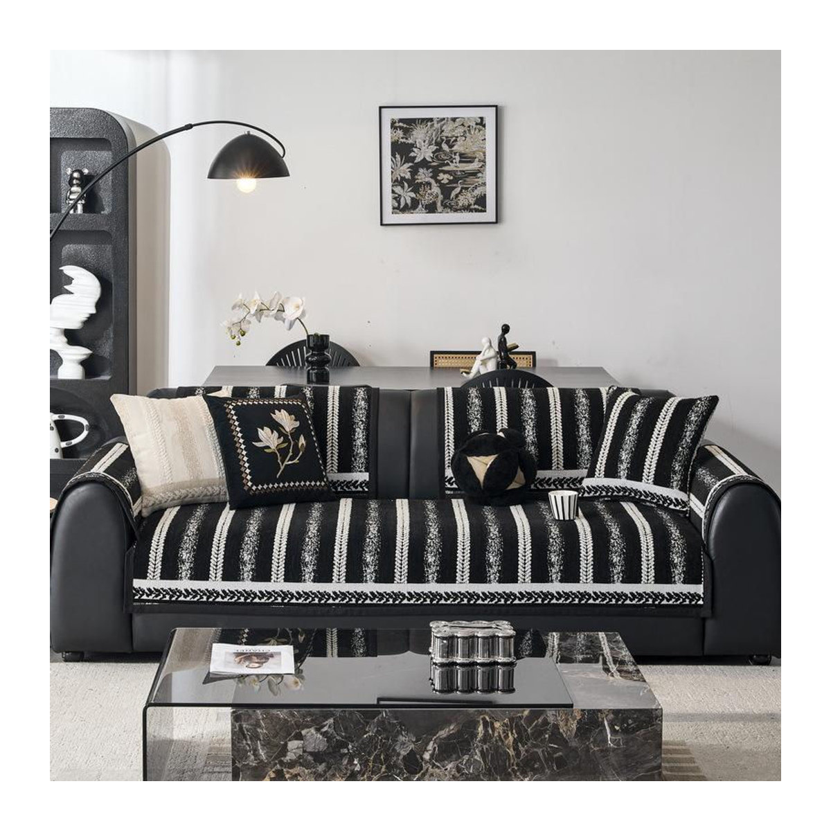 Chenier Sofabezug mit Weizenährenstreifen für das ganze Jahr, B/B: 70 x 70 cm - Bild 2