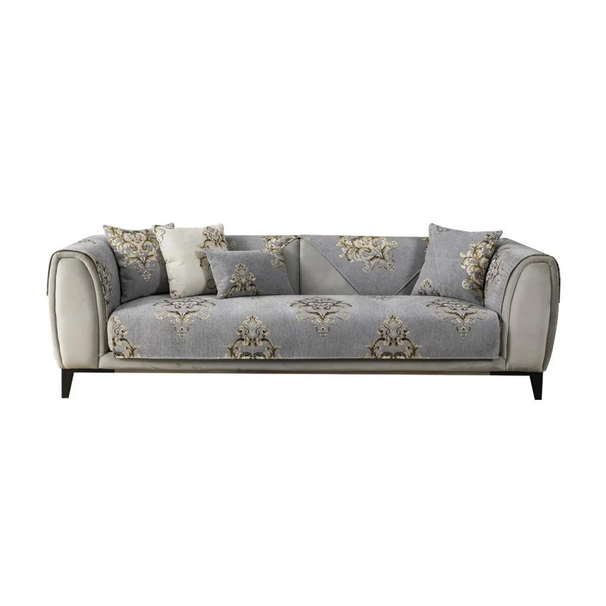 Chenille-Jacquard Sofakissen mit rutschfestem und verschleißfestem Kissenbezug im europäischen Stil, B/B: 70 x 70 cm - Bild 2