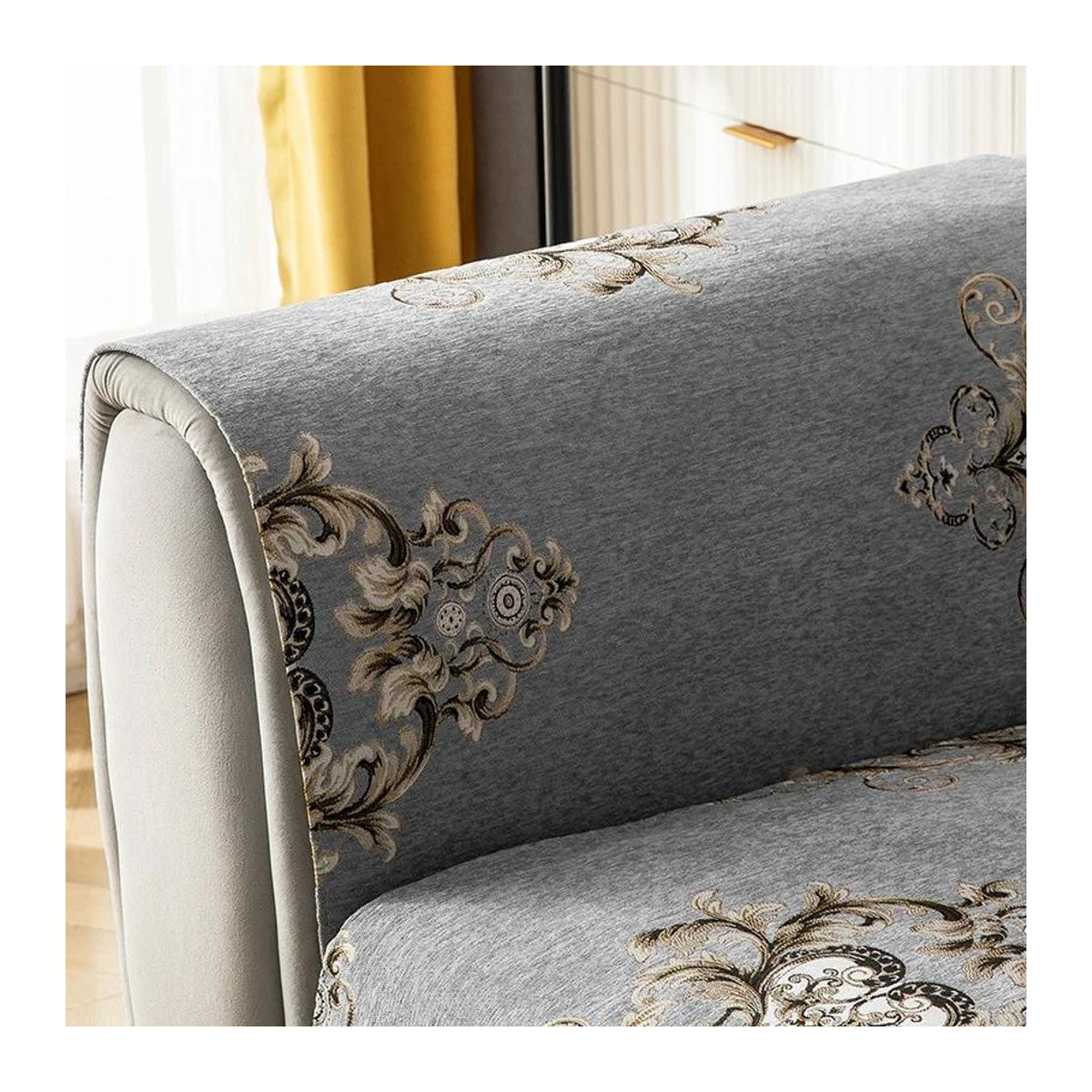 Chenille-Jacquard Sofakissen mit rutschfestem und verschleißfestem Kissenbezug im europäischen Stil, B/B: 70 x 70 cm - Bild 3