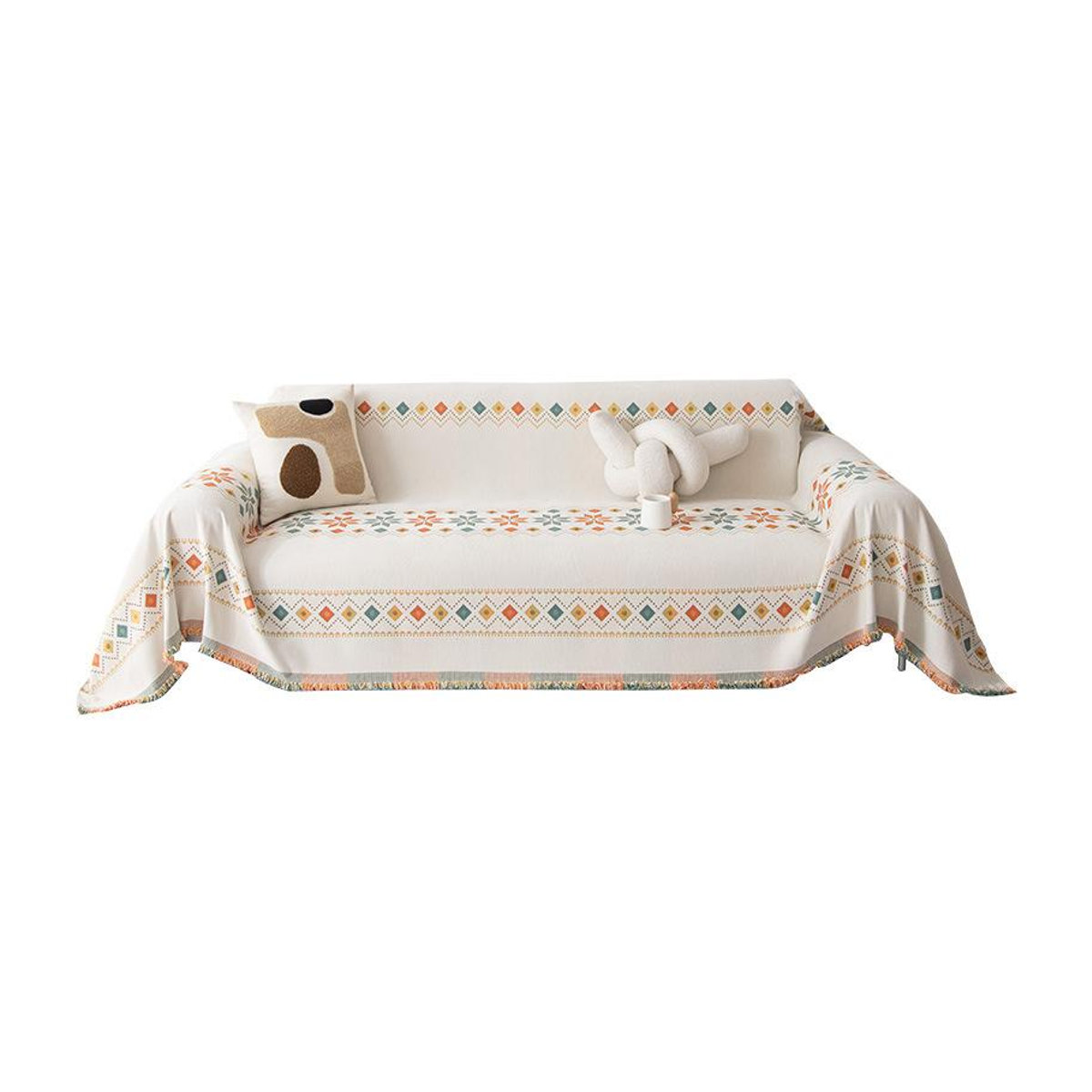 Chenille-Sofabezug im Bohemian-Stil für ganzjährigen Schutz, B/H: 180 x 130 cm - Bild 1