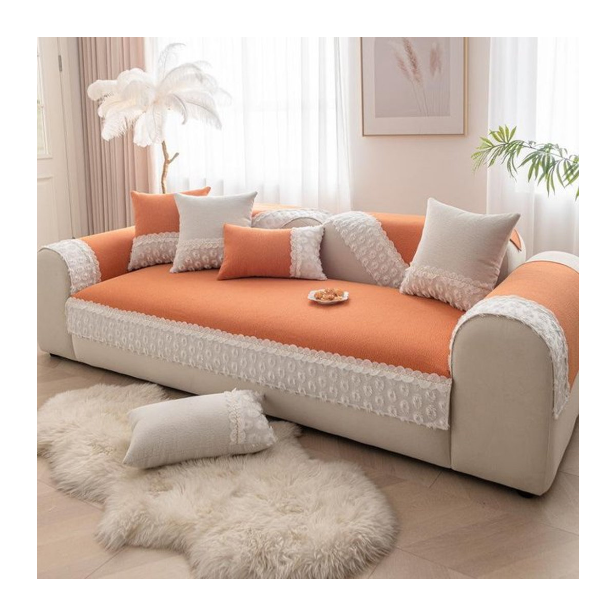 Chenille Sofakissen von Binchi Outdoor Equipment für dein Sofa, rutschfestes Sitzkissen in verschiedenen Farben, B/B: 70 x 70 cm - Bild 1