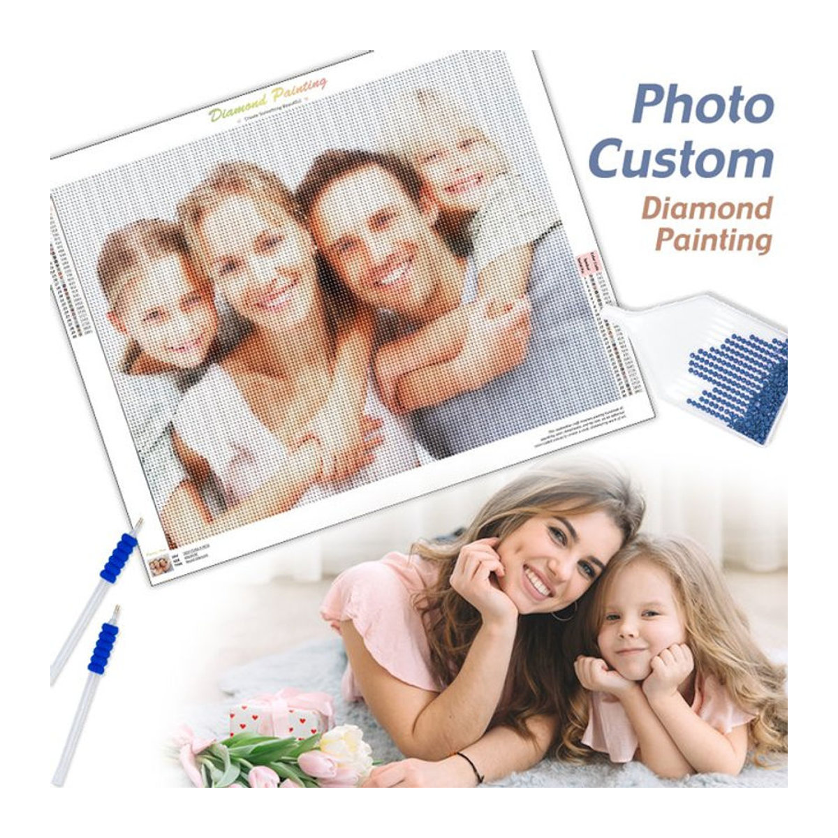 CHENISTORY DIY Diamantmalerei mit individuellem Foto für quadratische Kreuzstich-Stickerei in Mehrfarbig - Bild 1