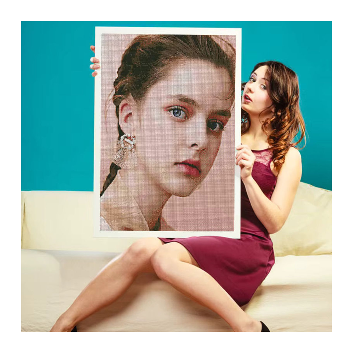 CHENISTORY DIY Diamantmalerei mit individuellem Foto für quadratische Kreuzstich-Stickerei in Mehrfarbig - Bild 3