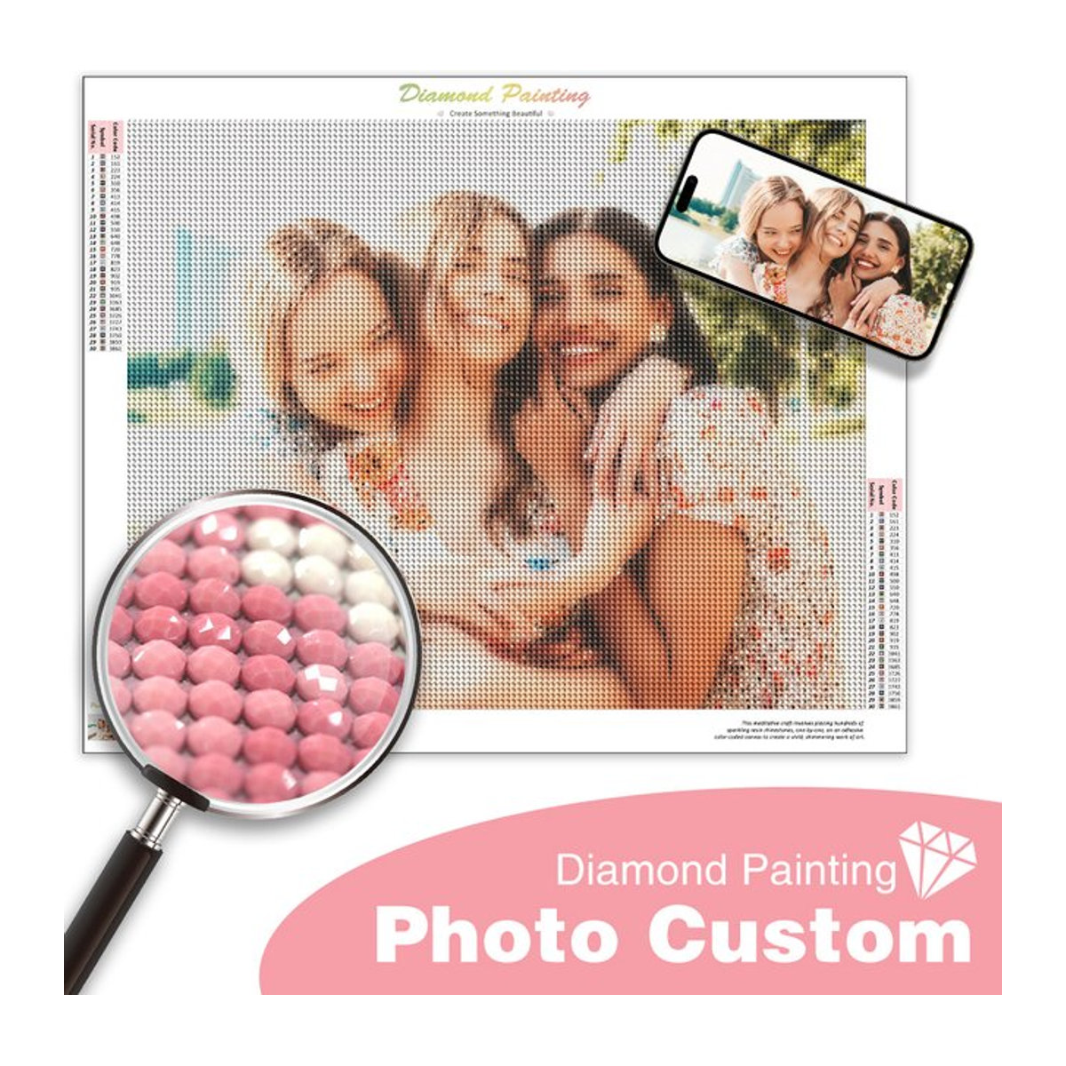 CHENISTORY DIY Diamantmalerei Set mit floralem Motiv, rund, mehrfarbig - Bild 1