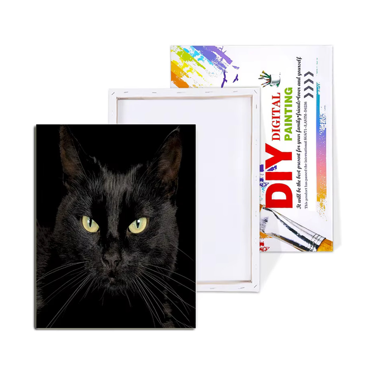 CHENISTORY Malset für Erwachsene: Malen nach Zahlen Katze auf Leinwand mit Acrylfarben und Rahmen, mehrfarbig, quadratisch - Bild 2