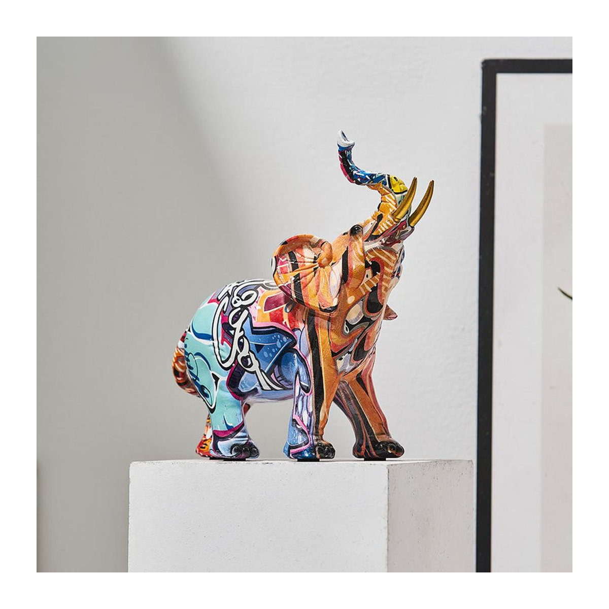 ChicFashion Elefant Skulptur in Graffiti-Optik, bunte abstrakte Kunstfigur aus Kunstharz, mehrfarbig, Höhe: 17,5 cm - Bild 2