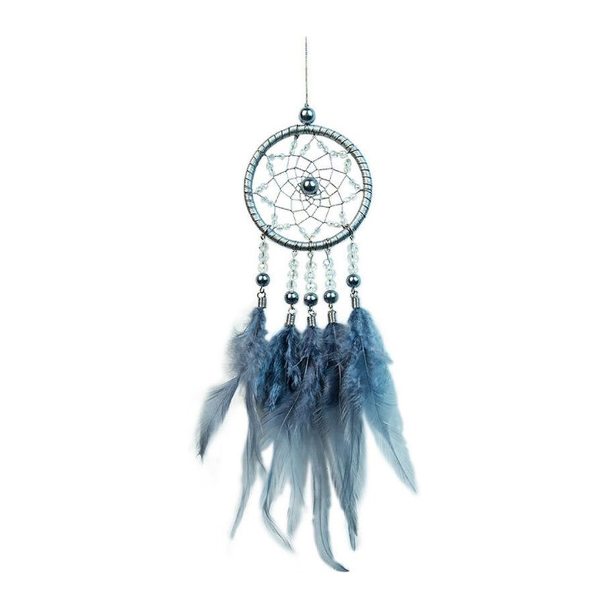 CHIZIYO Traumfänger in Blau mit Federn und Metall-Elementen im Bohemian-Stil als hängende Dekoration für Auto und Zuhause - Bild 1