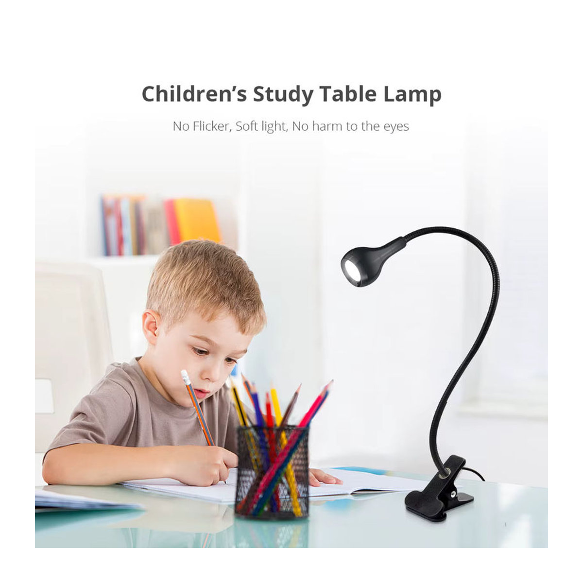 CHNAITEKE Flexible USB Tischlampe mit Clip für Studium und Lesen in Weiß oder Schwarz - Bild 2