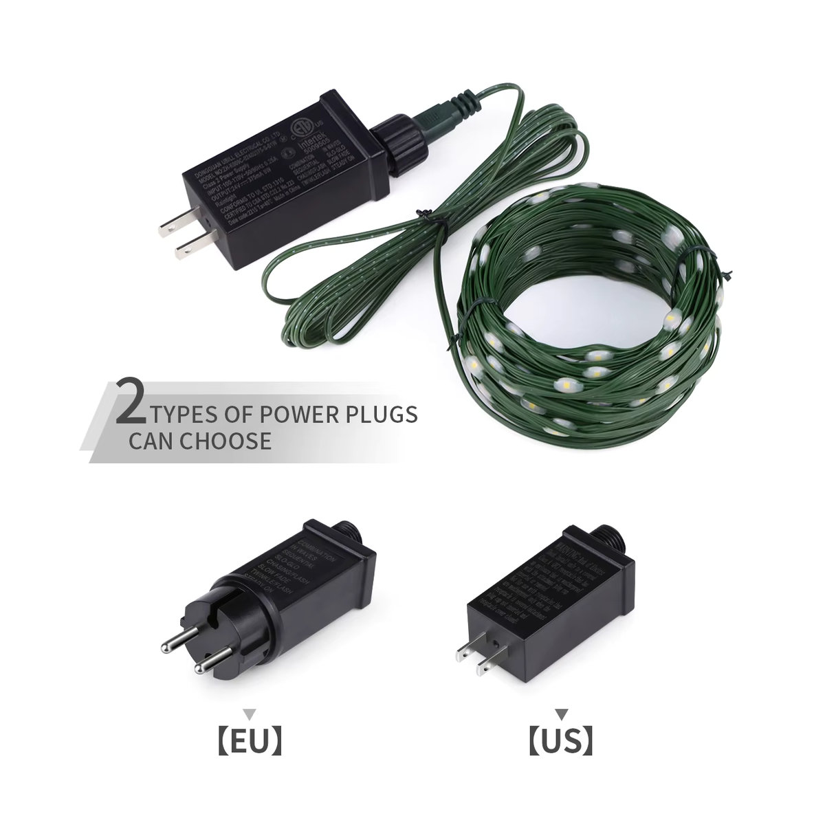 CHNAITEKE LED Lichterkette mit grünem Draht, wasserdichte LED-Girlande für Garten und Weihnachten, 24V - Bild 3