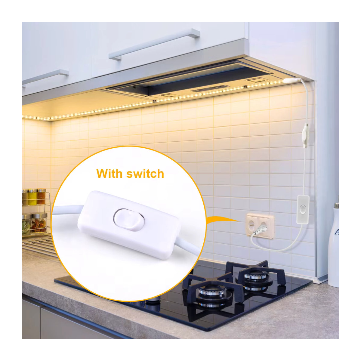 CHNAITEKE LED-Streifenlicht Warmweiß 2835 SMD mit EU-Stecker, wasserdicht für Außenbereich und Dekoration, 120 LEDs/m, 200–230 V - Bild 4