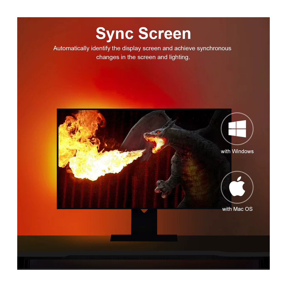 CHNAITEKE RGBIC LED-Streifenlicht zur PC-Hintergrundbeleuchtung mit Display-Synchronisierung und App-Steuerung via USB für Windows und iOS - Bild 3
