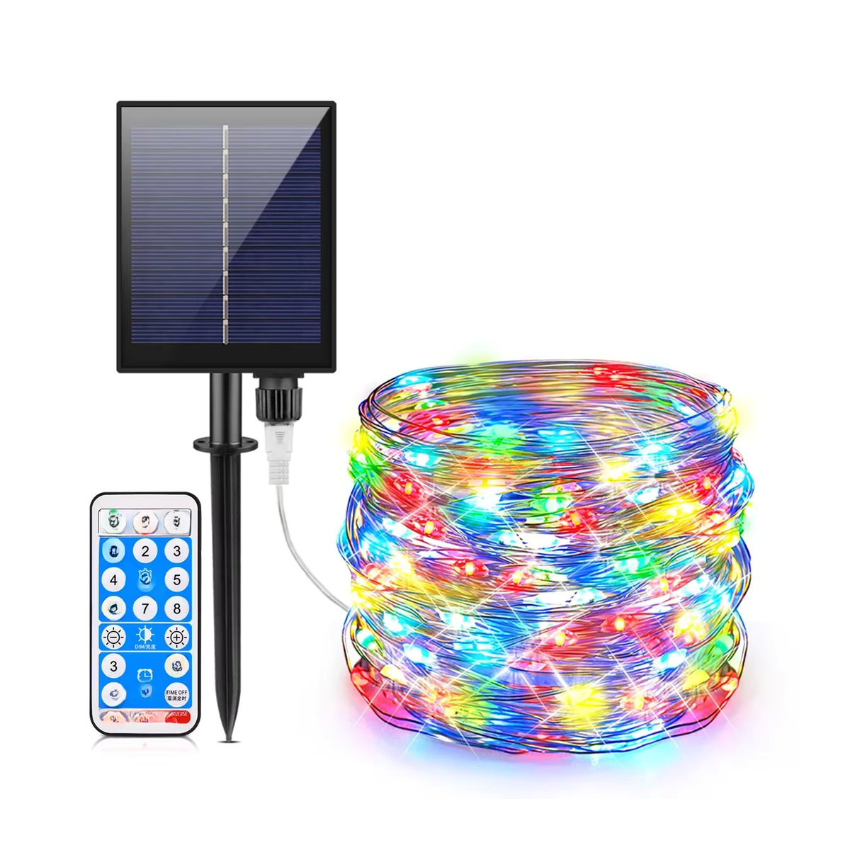 CHNAITEKE Solar LED Lichterkette aus Kupferdraht mit 8 Modi, Wasserdichte Solarlampe in Bunt für Garten und Outdoor - Bild 6