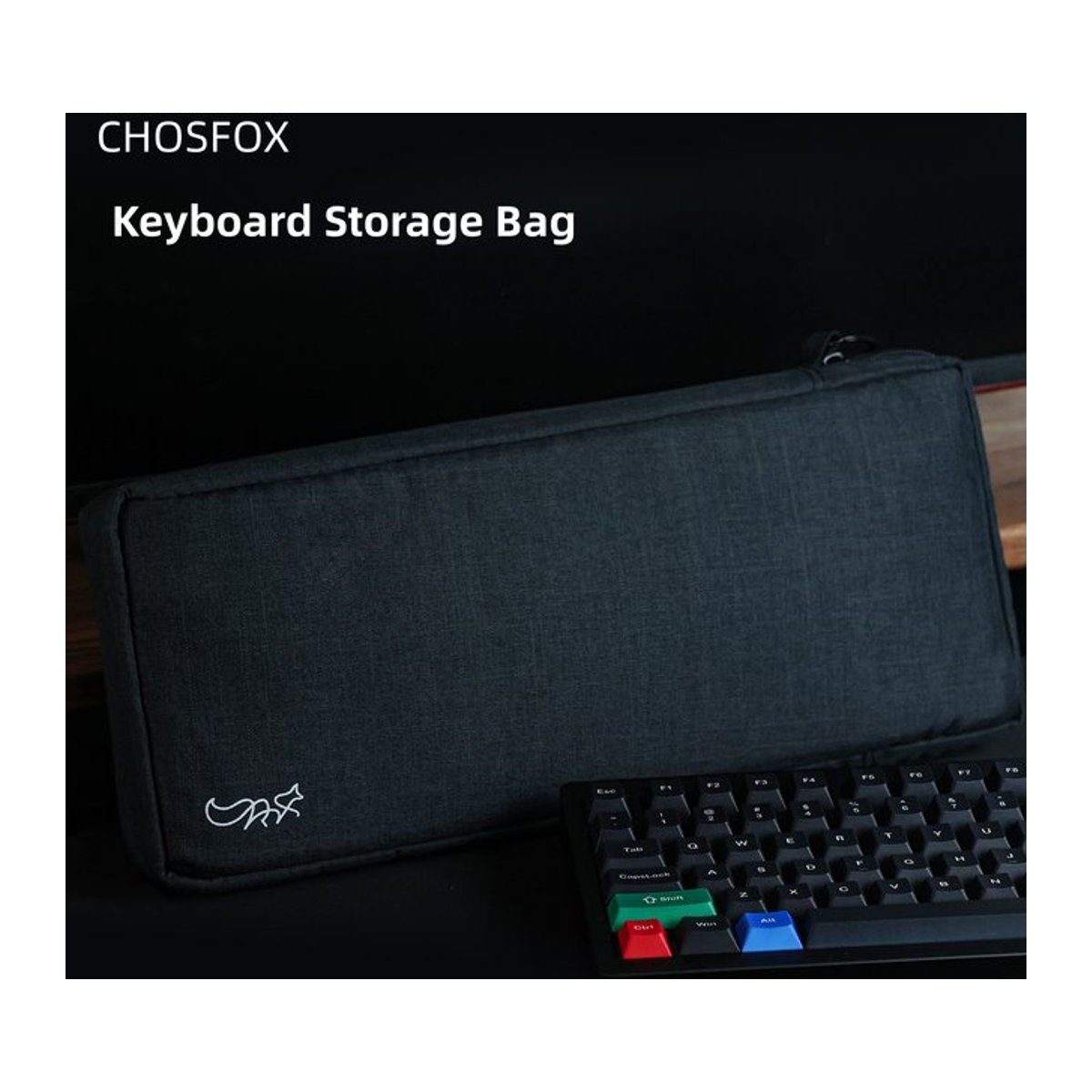 Chosfox Tragbare Tastatur-Aufbewahrungstasche in Schwarz, wasserdichte Schutztasche für mechanische Tastaturen (87/75/67 Tasten) mit großer Kapazität und minimalistischem Design - Bild 1