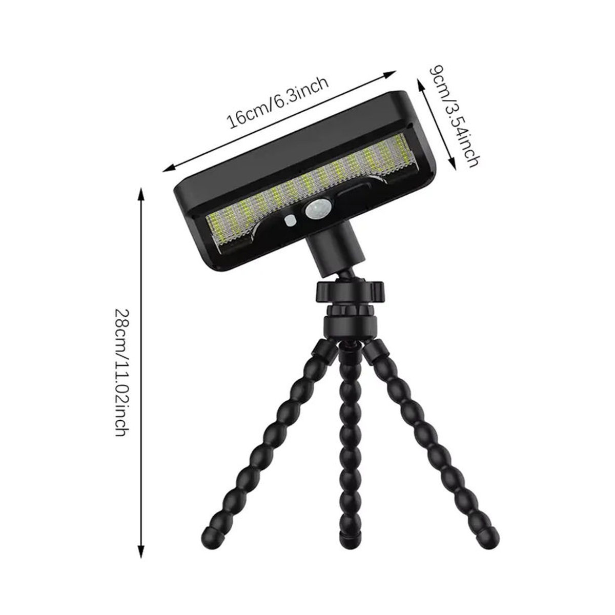 CHOUDAO TECH Solar-LED-Leuchte in Schwarz mit Bewegungsmelder und Lichtsensor für Garten und Terrasse im modernen Design - Bild 2