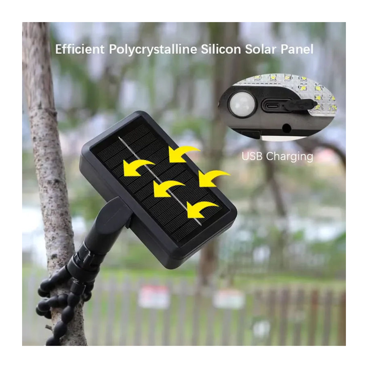 CHOUDAO TECH Solar-LED-Leuchte in Schwarz mit Bewegungsmelder und Lichtsensor für Garten und Terrasse im modernen Design - Bild 4