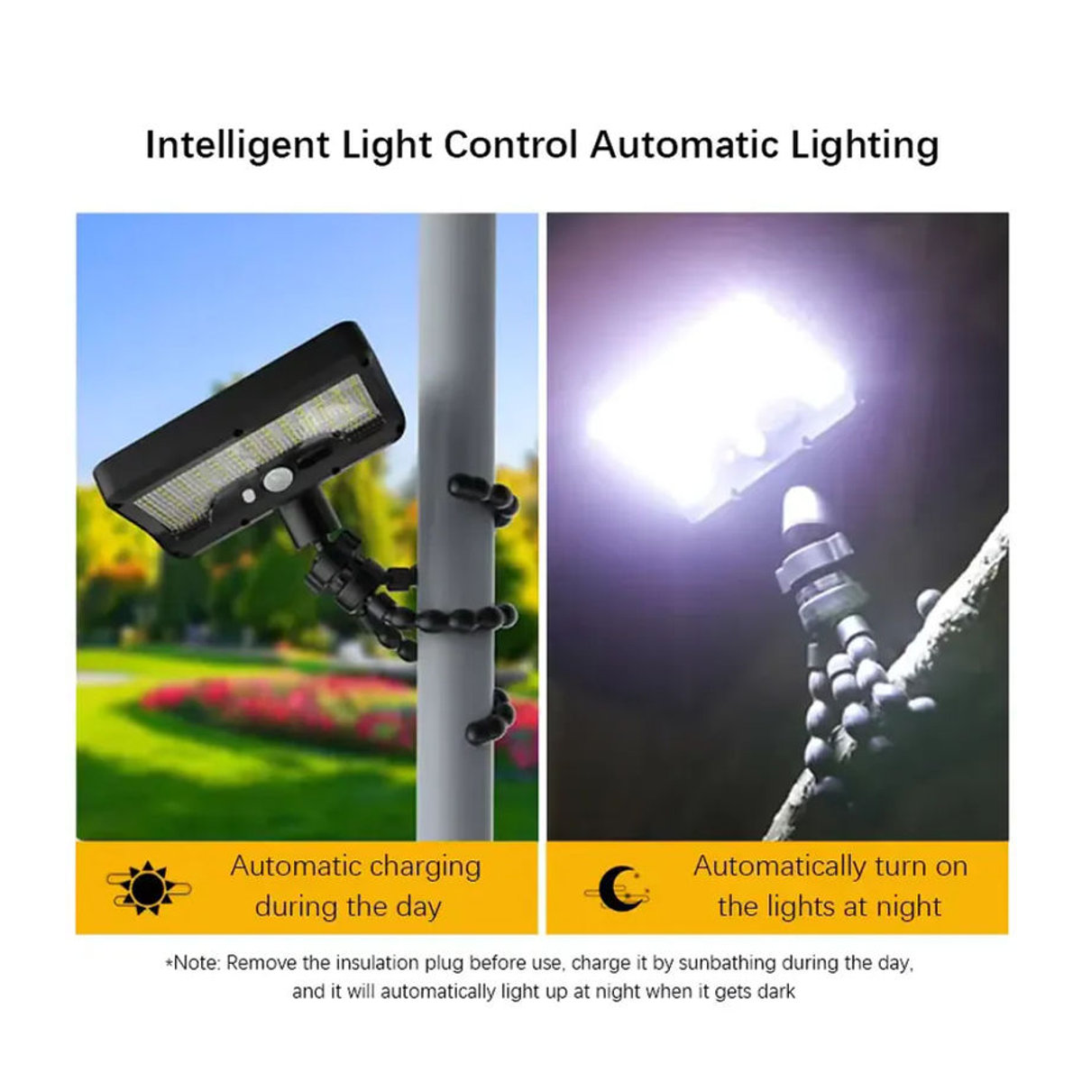 CHOUDAO TECH Solar-LED-Leuchte in Schwarz mit Bewegungsmelder und Lichtsensor für Garten und Terrasse im modernen Design - Bild 5