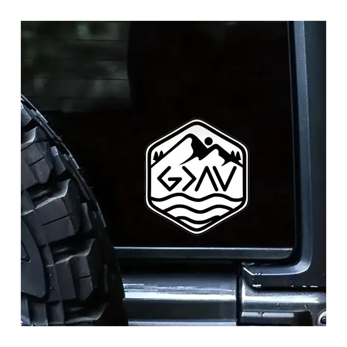 Christian Helm Vinyl Aufkleber Gott ist größer als Höhen und Tiefen in Weiß für Auto, Fenster und Laptop B/H/T: 11,43 x 10,16 x 10,16 cm - Bild 1