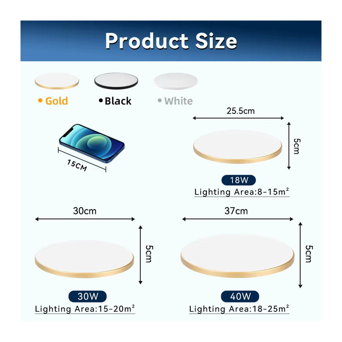 CHUANGYANG LED Deckenlampe Gold Wasserdicht für Badezimmer Küche und Wohnzimmer mit integriertem LED 40W - Bild 4