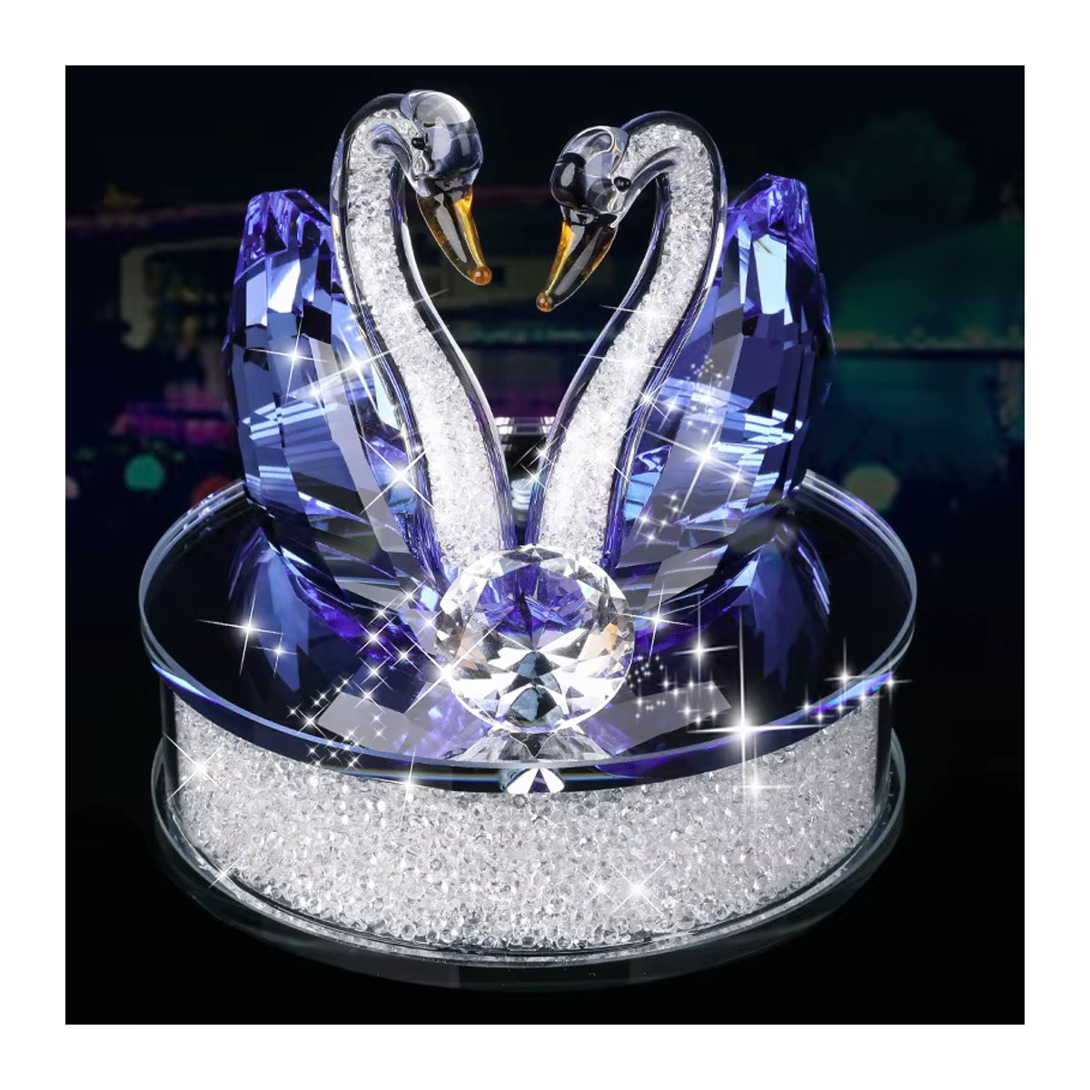 ChunRan Li89 Kristall Schwan Figuren aus Glas in Transparent und Gelb mit Basis als dekoratives Ornament - Bild 2