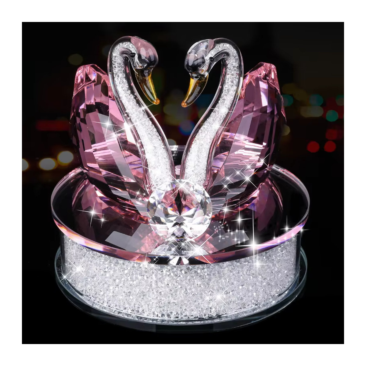 ChunRan Li89 Kristall Schwan Figuren aus Glas in Transparent und Gelb mit Basis als dekoratives Ornament - Bild 3