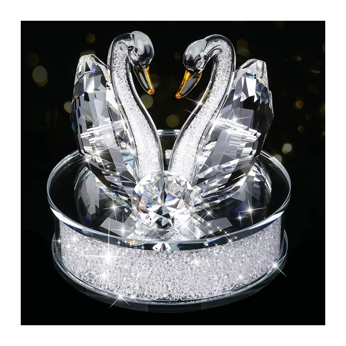 ChunRan Li89 Kristall Schwan Figuren aus Glas in Transparent und Gelb mit Basis als dekoratives Ornament - Bild 5