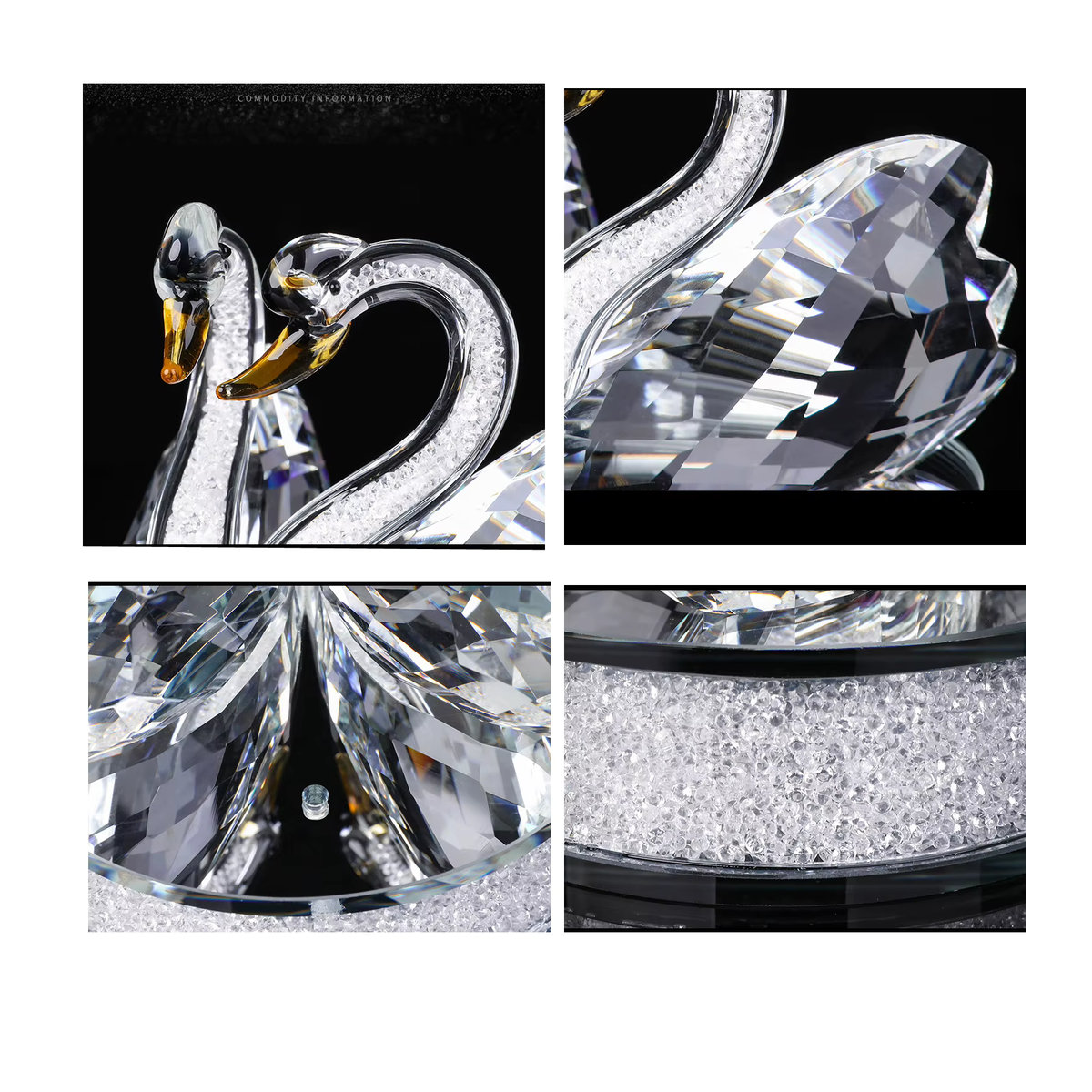 ChunRan Li89 Kristall Schwan Figuren aus Glas in Transparent und Gelb mit Basis als dekoratives Ornament - Bild 6