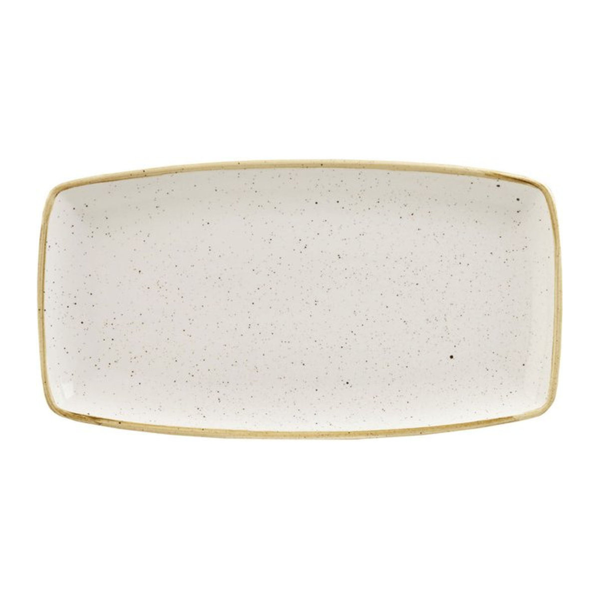 Churchill Stonecast Barley Platte Oblong aus Keramik in Weiß/Braun, rechteckig, 12er Pack, Länge: 29,5 cm, Breite: 15 cm - Bild 1