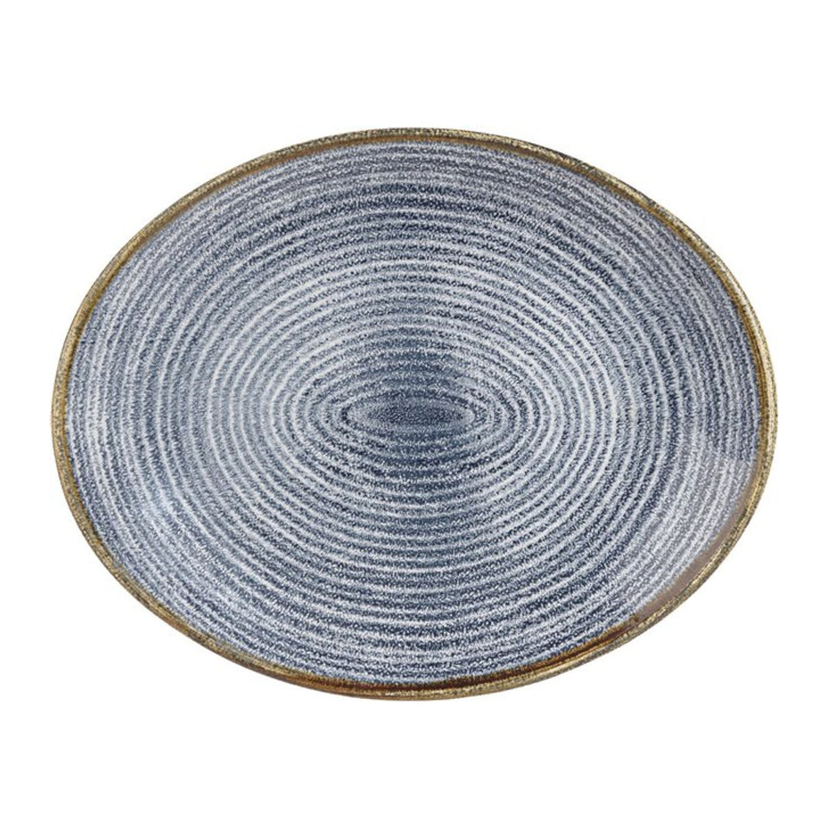Churchill Studio Prints Porzellanplatte Churchill in Blau und Braun, oval, abstraktes Design, L 27 cm x B 22,9 cm, 12er Pack - Bild 1