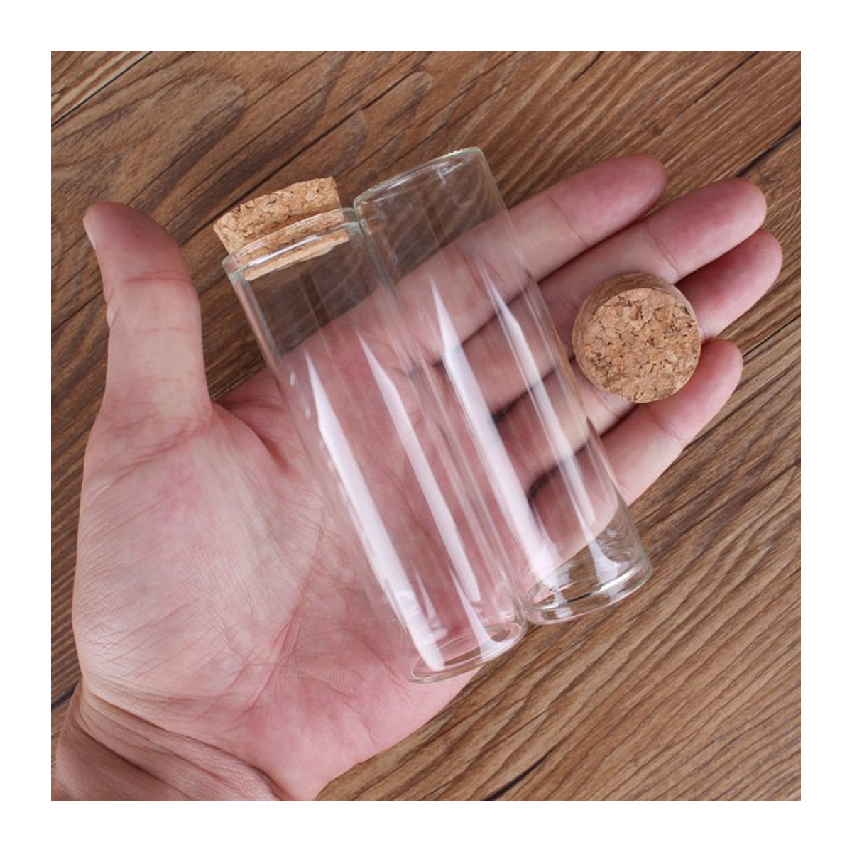 CHZHG Set aus 5 transparenten Glasflaschen mit Korkdeckel, 50 ml, für Kunsthandwerk und Dekoration - Bild 1