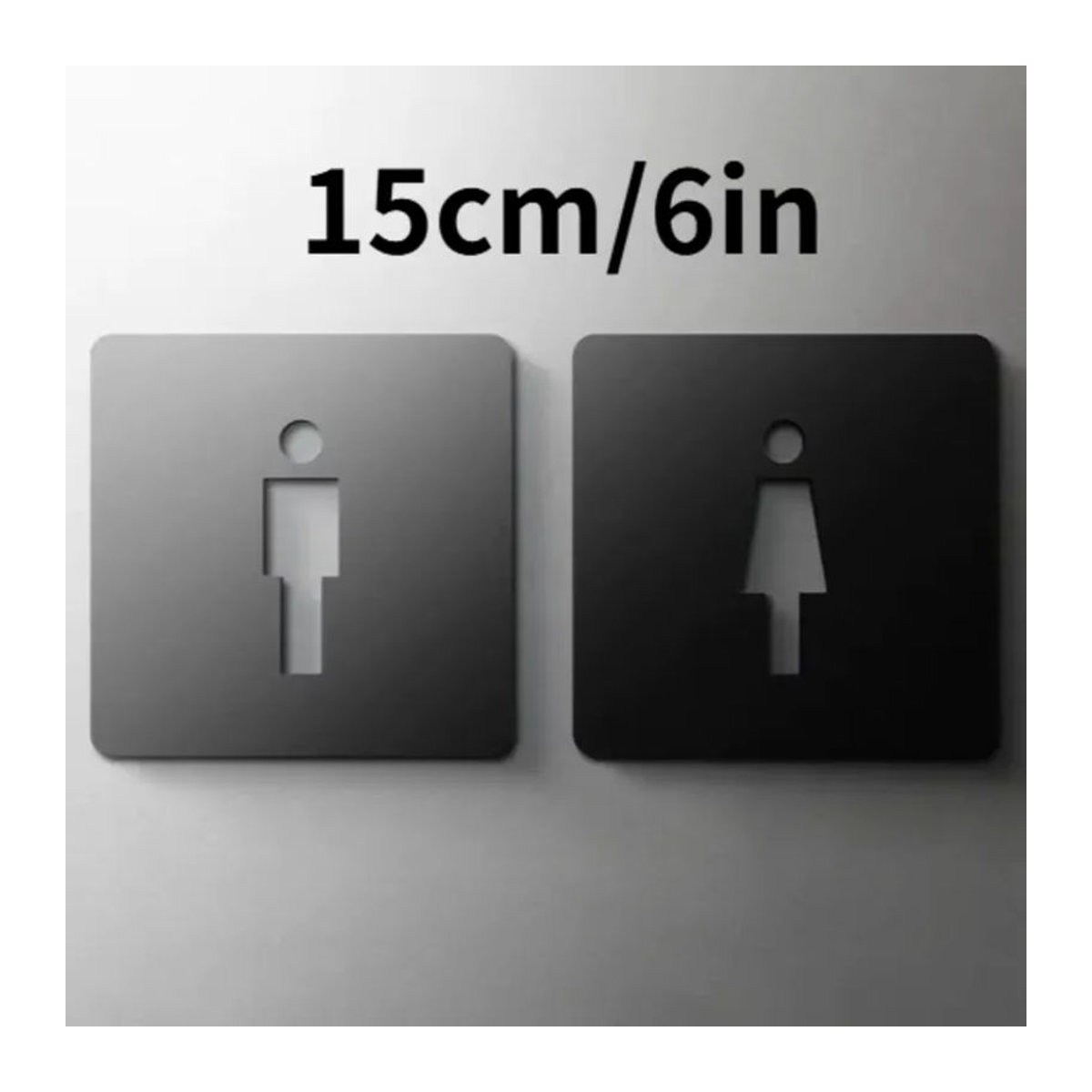CIFBUY 3D-Acryl-Badezimmerschild Schwarz Selbstklebend Wandmontiert Unisex Modern - Bild 3
