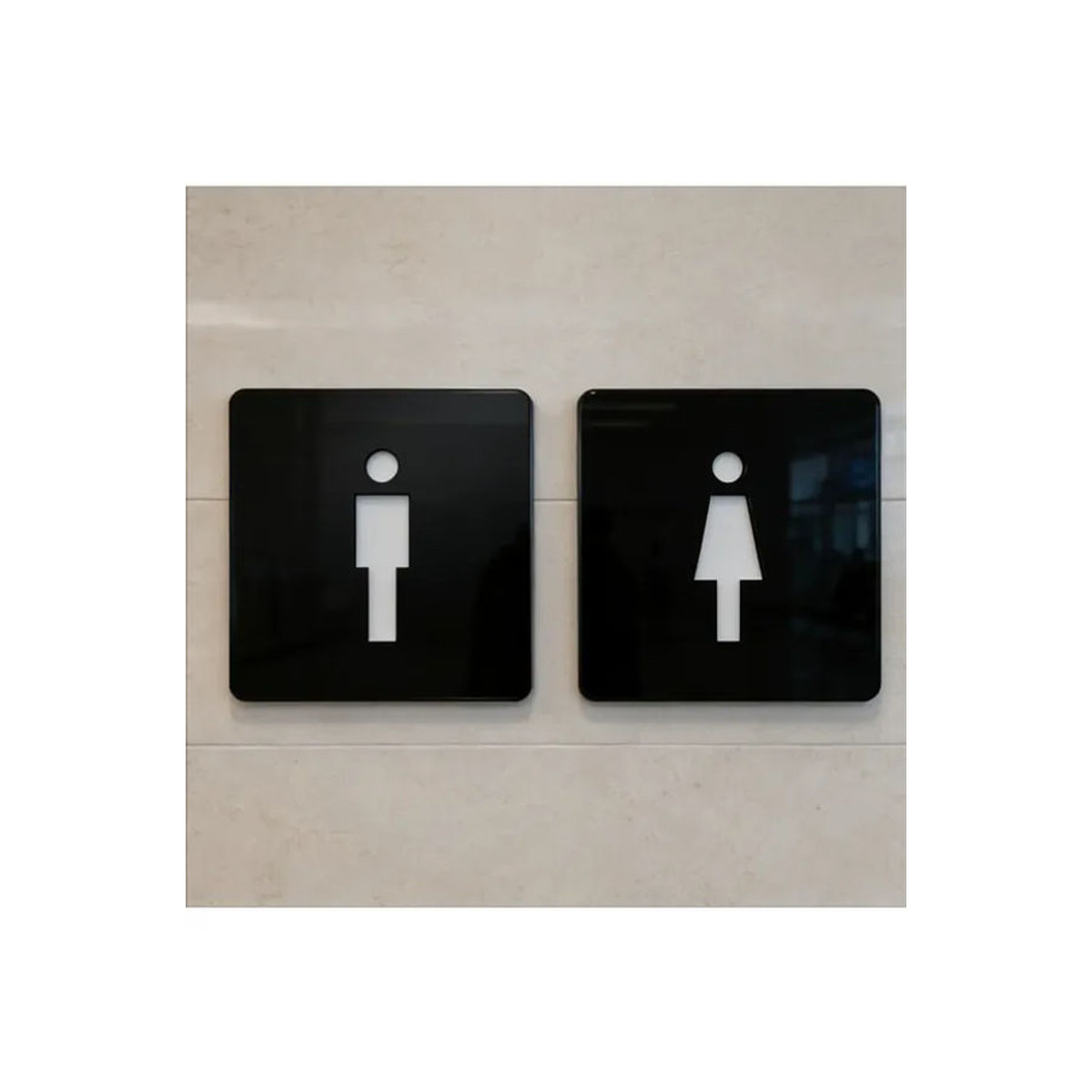 CIFBUY 3D-Acryl-Badezimmerschild Schwarz Selbstklebend Wandmontiert Unisex Modern - Bild 5