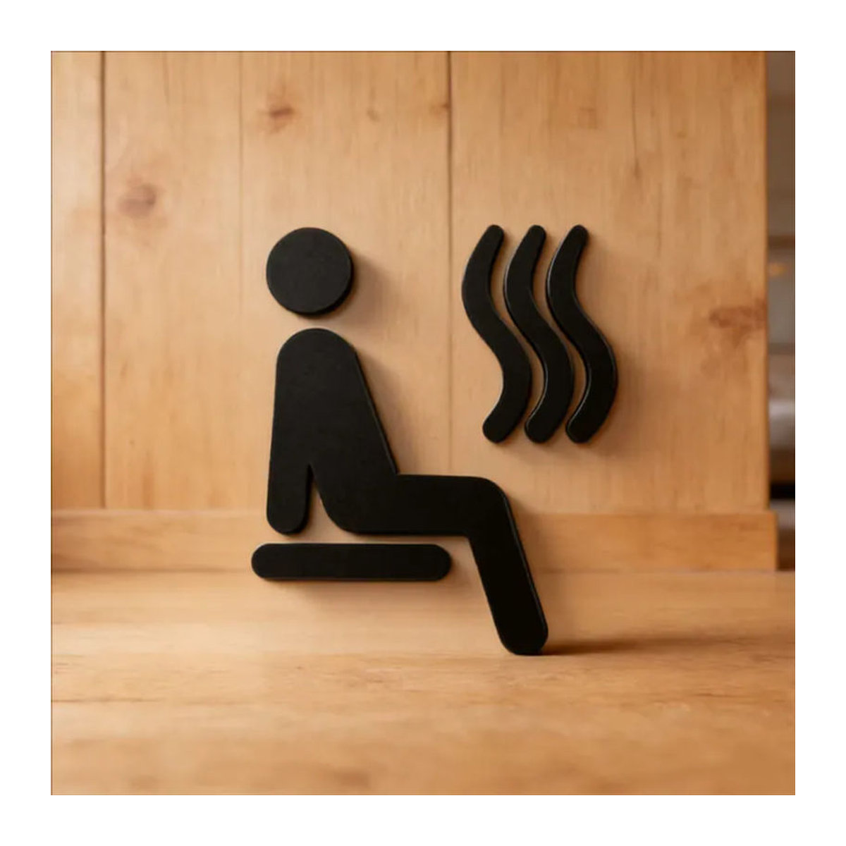 CIFBUY 3D Acryl Sauna-Symbol Aufkleber Schwarz Selbstklebendend Wasserfestes Wandmontiertes Türschild für Dampfbad und Dekoration - Bild 2