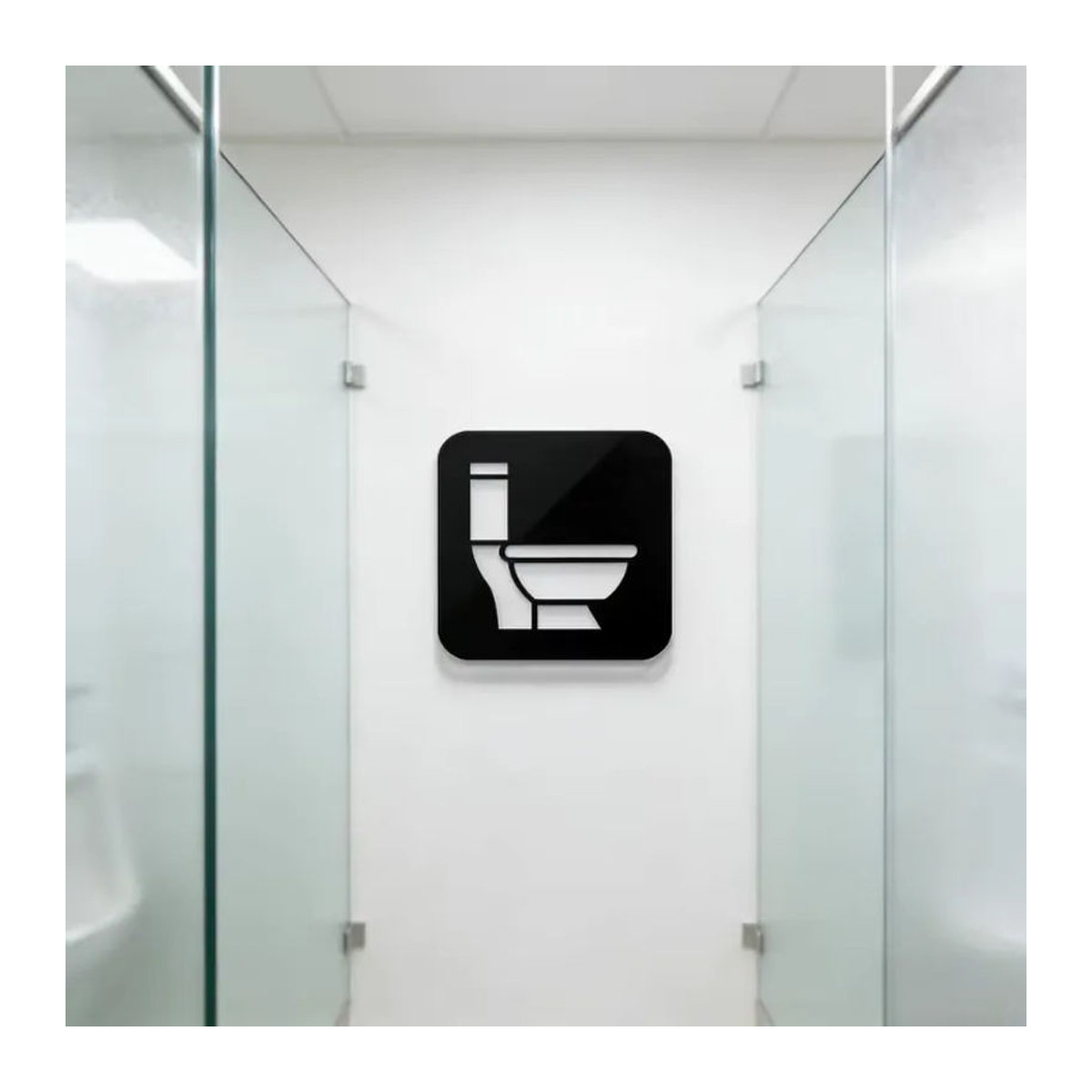 CIFBUY 3D Acryl Toilettenschild in Schwarz, selbstklebende quadratische Türdekoration im minimalistischen Design - Bild 2