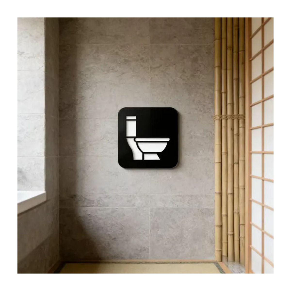 CIFBUY 3D Acryl Toilettenschild in Schwarz, selbstklebende quadratische Türdekoration im minimalistischen Design - Bild 3