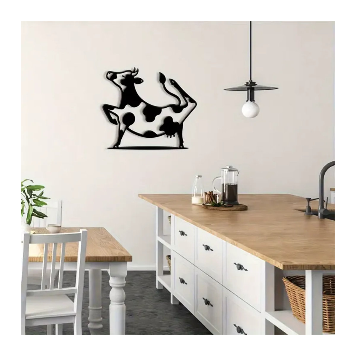 CIFBUY 3D Tanzende Metall-Kuh Wandkunst in Schwarz als hängende Landhaus-Dekoration - Bild 4