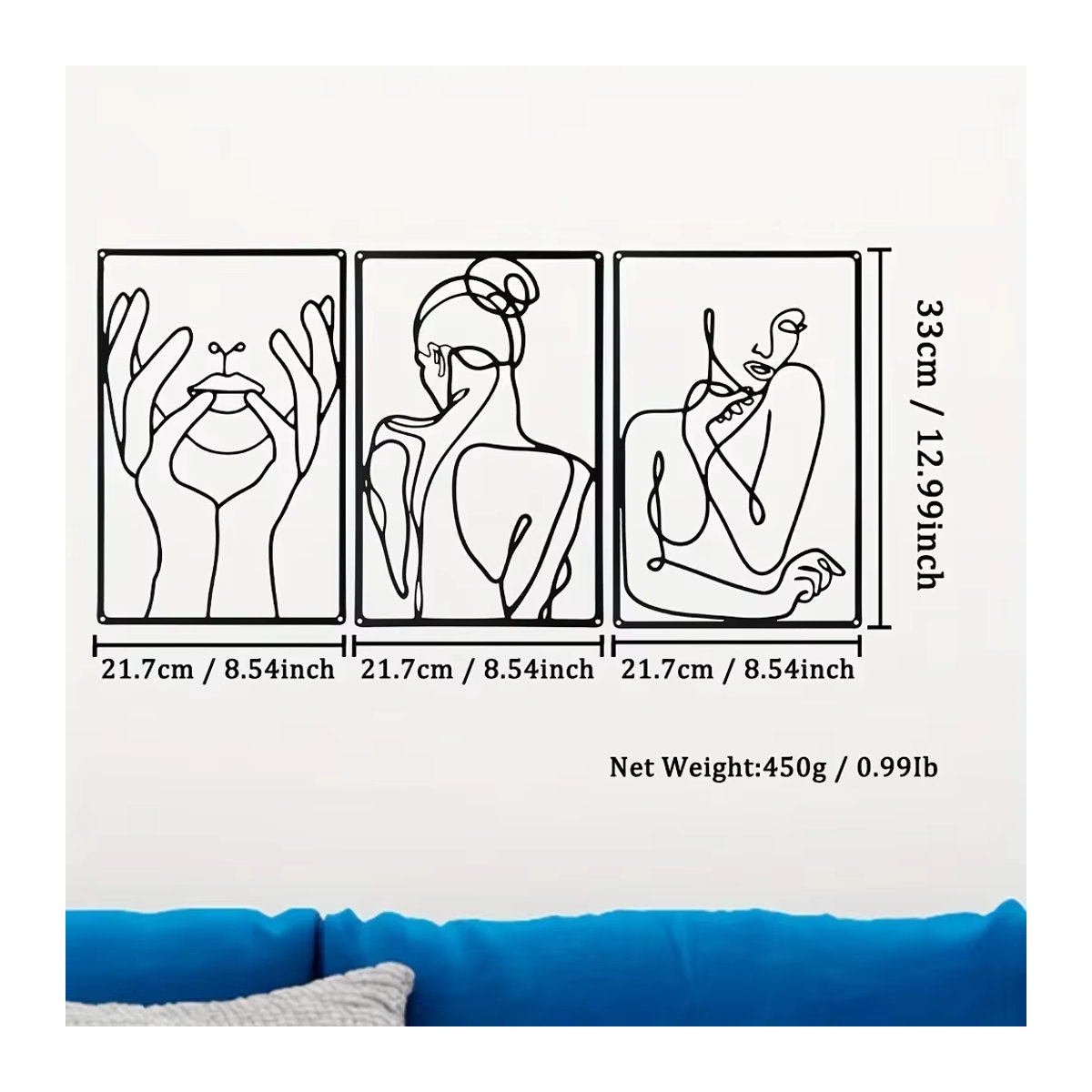 CIFBUY 3er Set Abstrakte Metall Wandkunst Schwarz Minimalistisches Linien-Design für Wohnzimmer, Küche und Bad - Bild 2