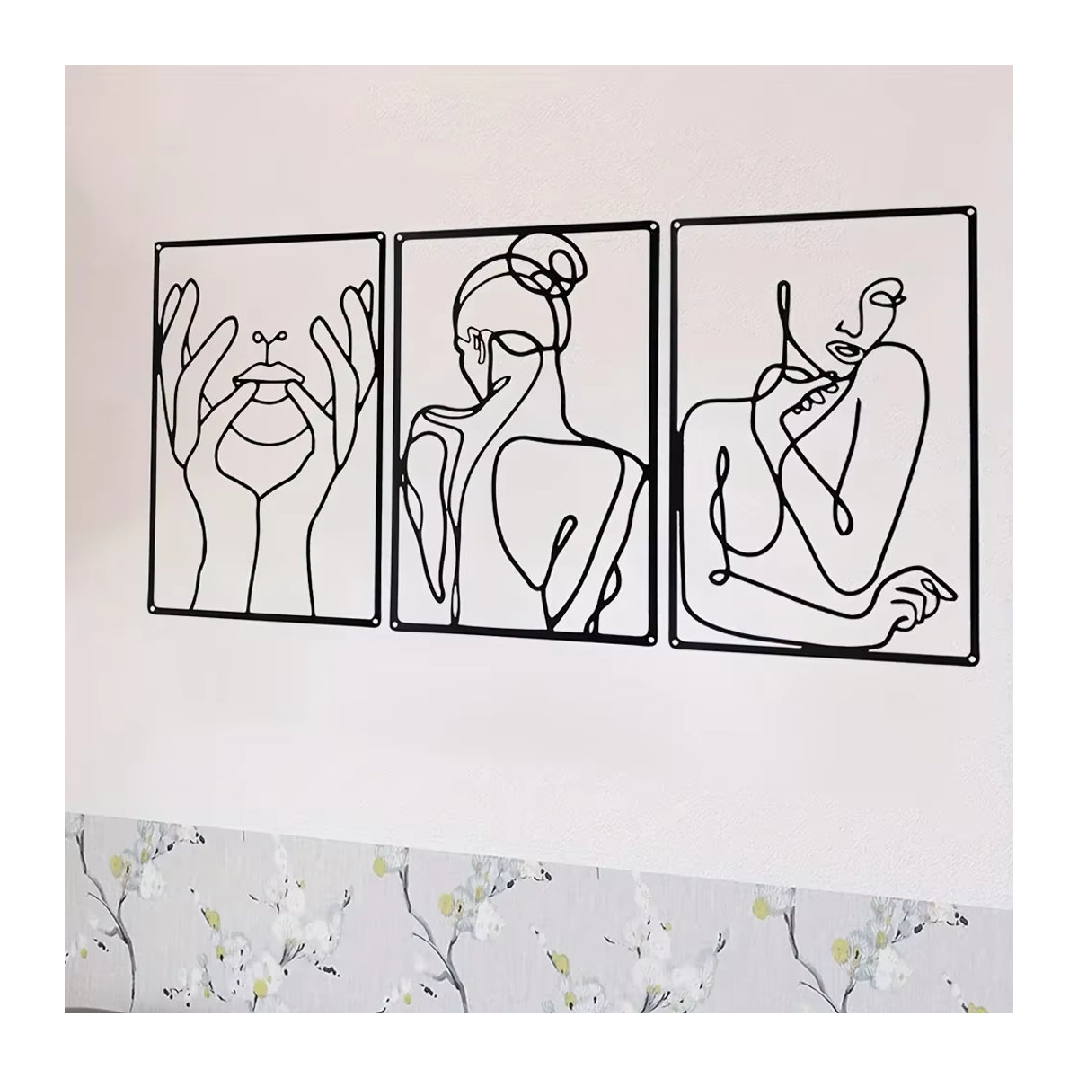 CIFBUY 3er Set Abstrakte Metall Wandkunst Schwarz Minimalistisches Linien-Design für Wohnzimmer, Küche und Bad - Bild 3