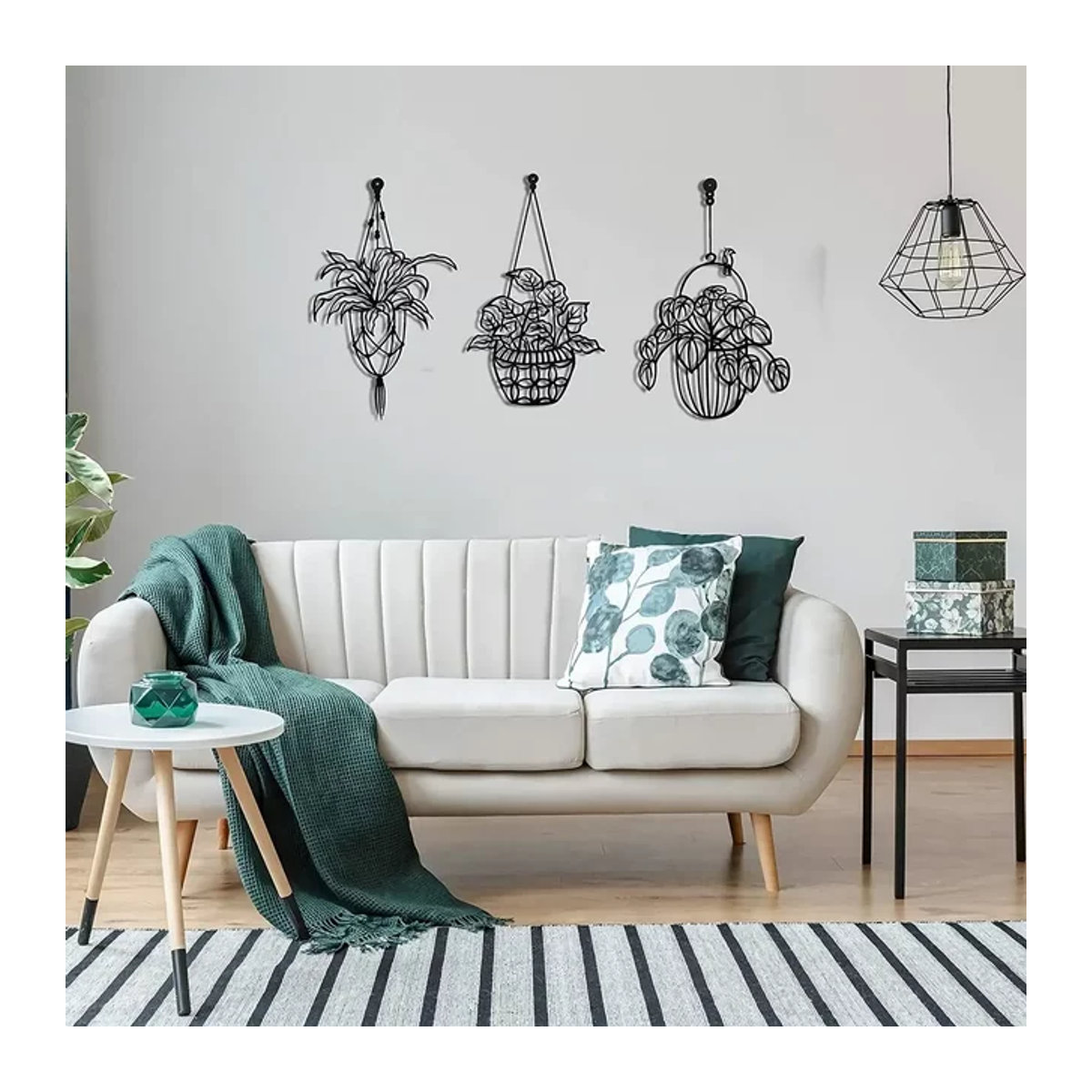 Cifbuy 3er Set Metall Wanddekoration Blumen Skulptur Schwarz Modern Hängend für Terrasse und Balkon - Bild 1