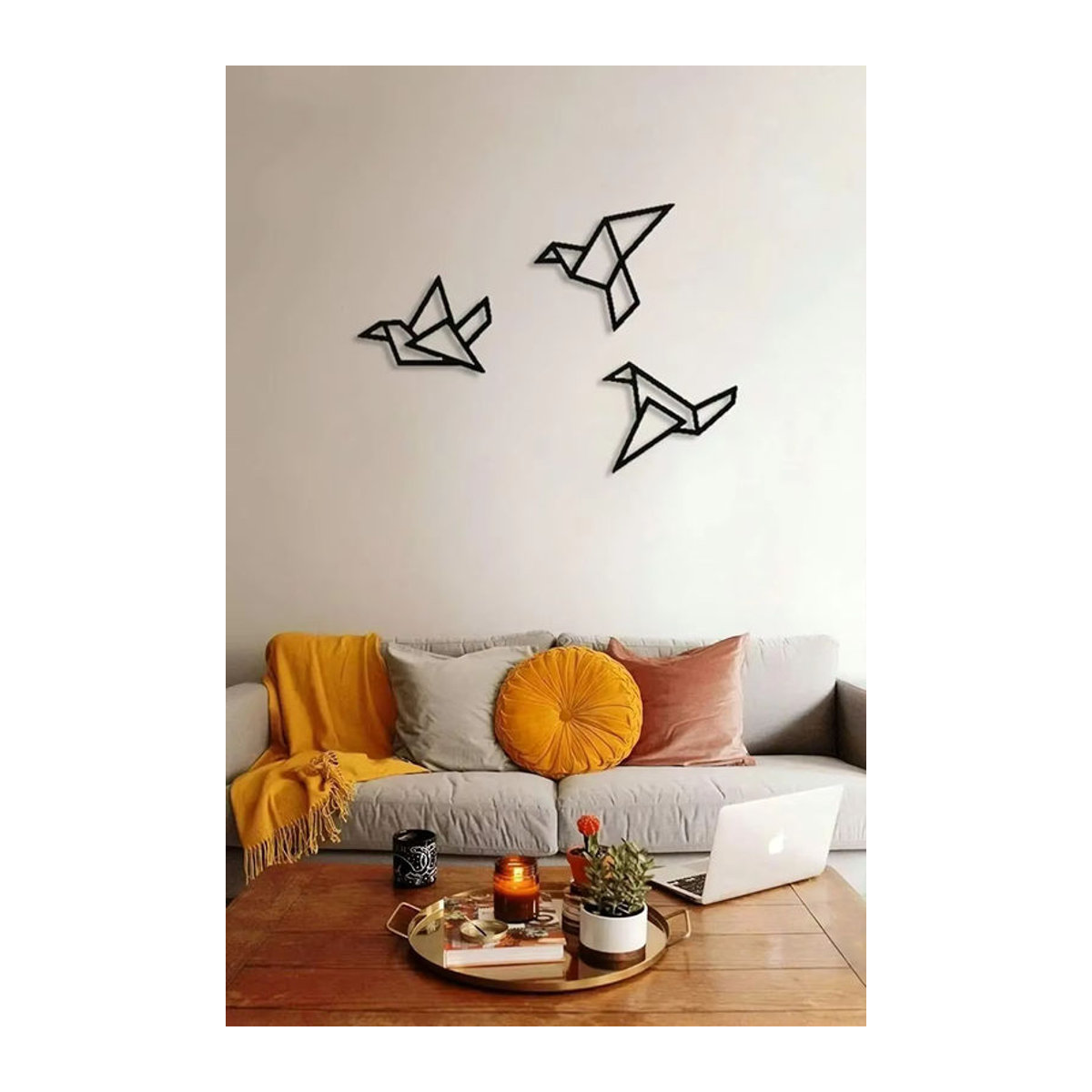 Cifbuy 3er-Set Moderne Wanddekoration aus Metall mit Vogel-Silhouetten in Schwarz als Abstrakte Kunst für die Wandgestaltung - Bild 3
