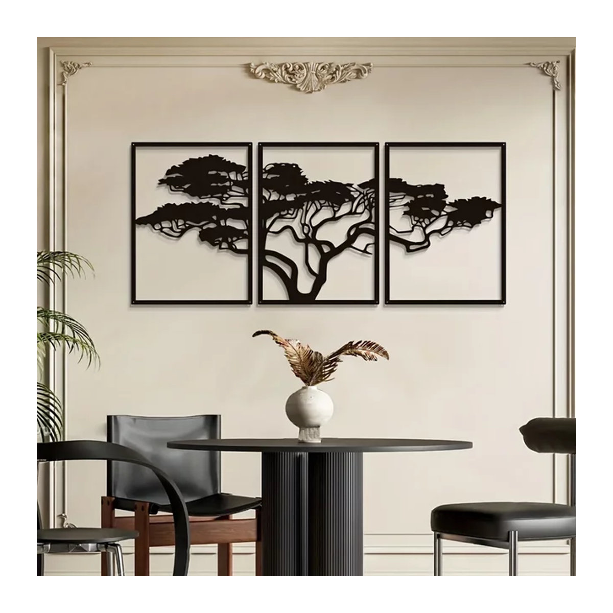 CIFBUY 3er Set Wandkunst Baum des Lebens aus Metall in Schwarz für minimalistische Wanddekoration - Bild 1