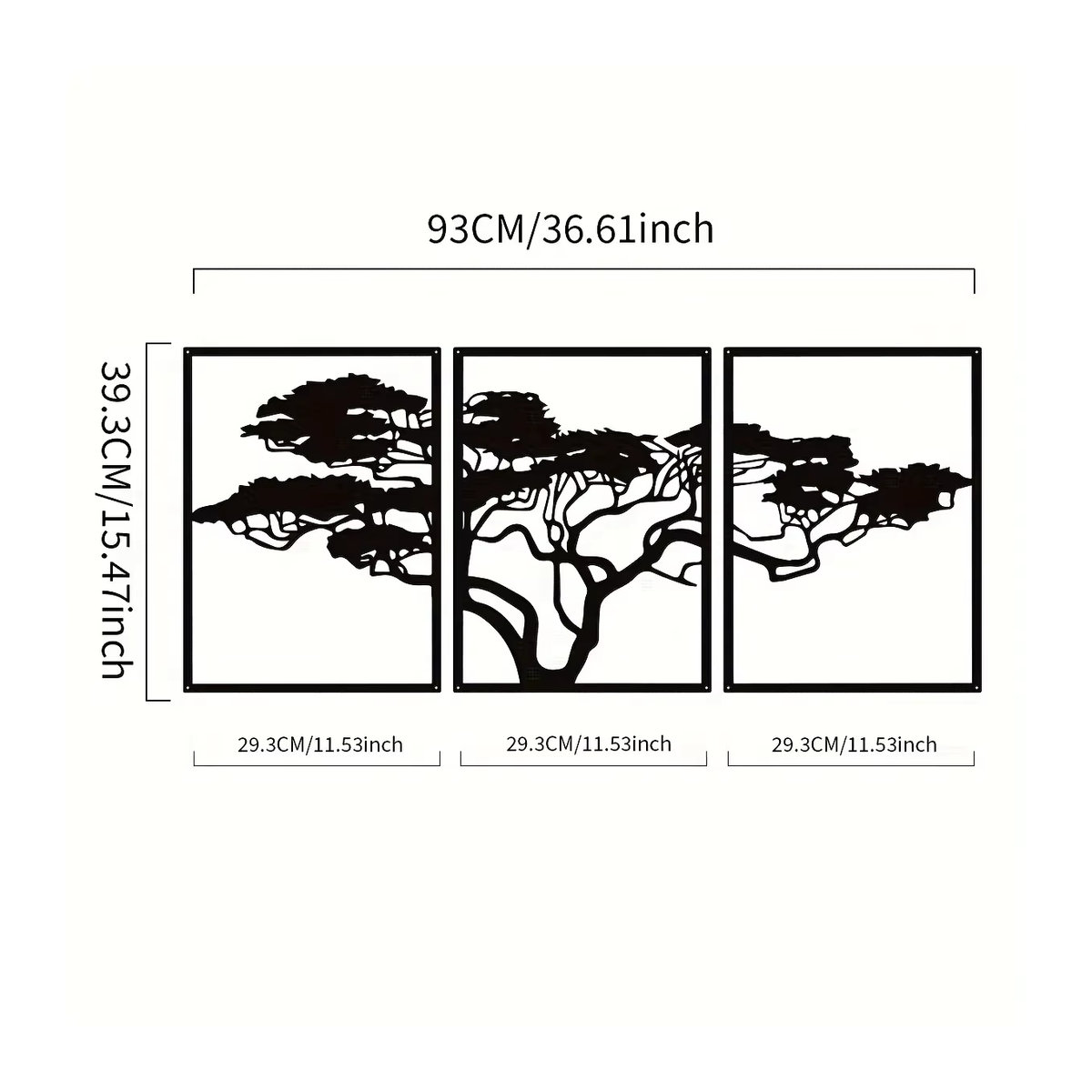 CIFBUY 3er Set Wandkunst Baum des Lebens aus Metall in Schwarz für minimalistische Wanddekoration - Bild 2