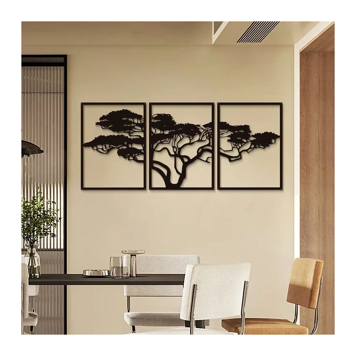 CIFBUY 3er Set Wandkunst Baum des Lebens aus Metall in Schwarz für minimalistische Wanddekoration - Bild 3