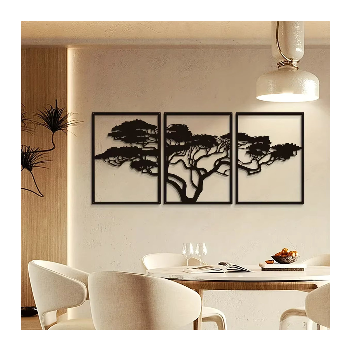 CIFBUY 3er Set Wandkunst Baum des Lebens aus Metall in Schwarz für minimalistische Wanddekoration - Bild 4