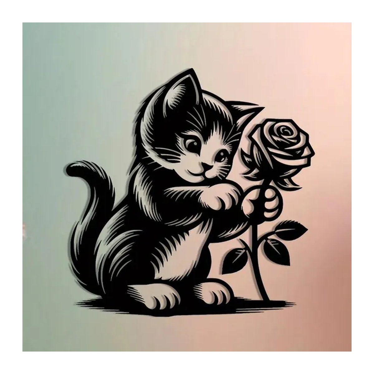 CIFBUY Abstrakte Katzen Wandkunst aus Metall in Schwarz für dein Landhaus Wohnzimmer - Bild 1