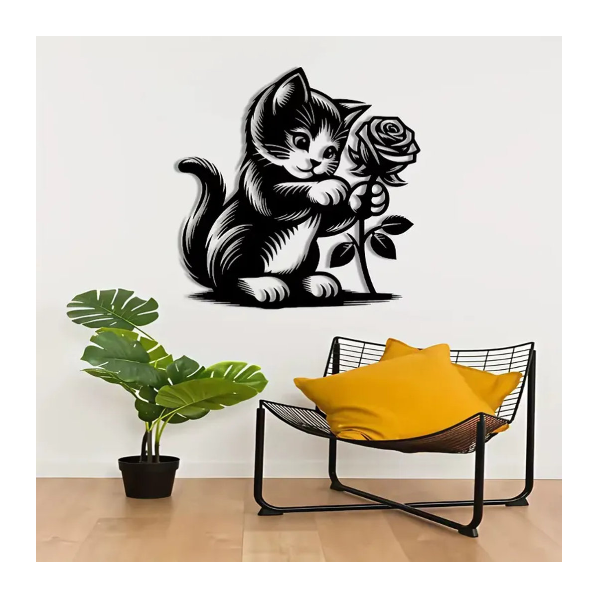 CIFBUY Abstrakte Katzen Wandkunst aus Metall in Schwarz für dein Landhaus Wohnzimmer - Bild 4