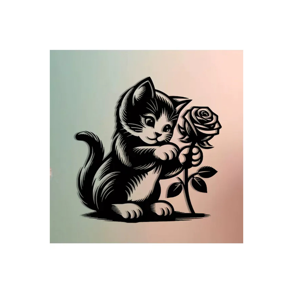 CIFBUY Abstrakte Katzen Wandkunst aus Metall in Schwarz für dein Landhaus Wohnzimmer - Bild 5